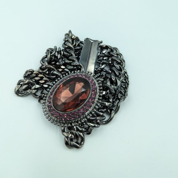 Givenchy Swarovski Crystal Multi Chain Gun Metal Bracelet - Picture 4 of 12